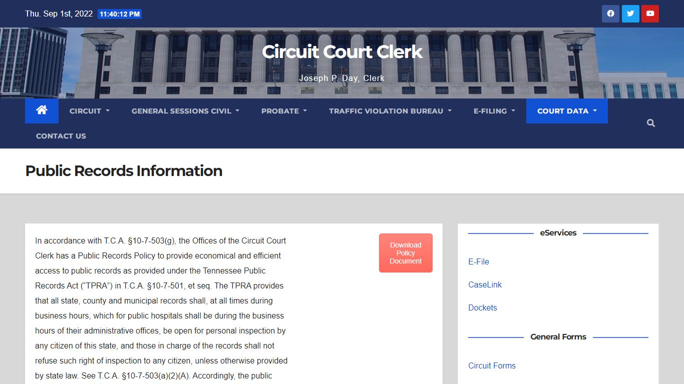Public Records Information – Circuit Court Clerk - Nashville